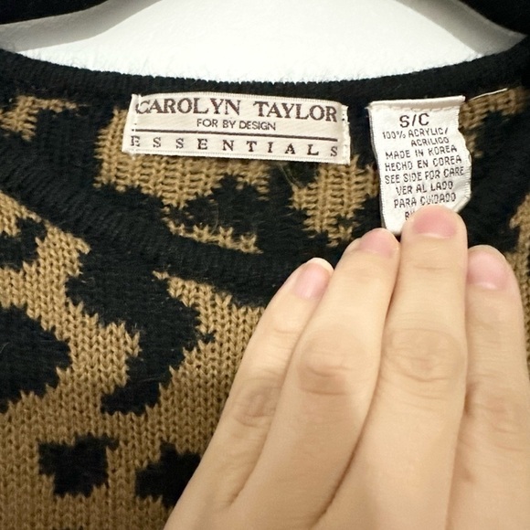 Carolyn Taylor vintage cheetah print pullover crew knit sweater size small - Picture 2 of 3